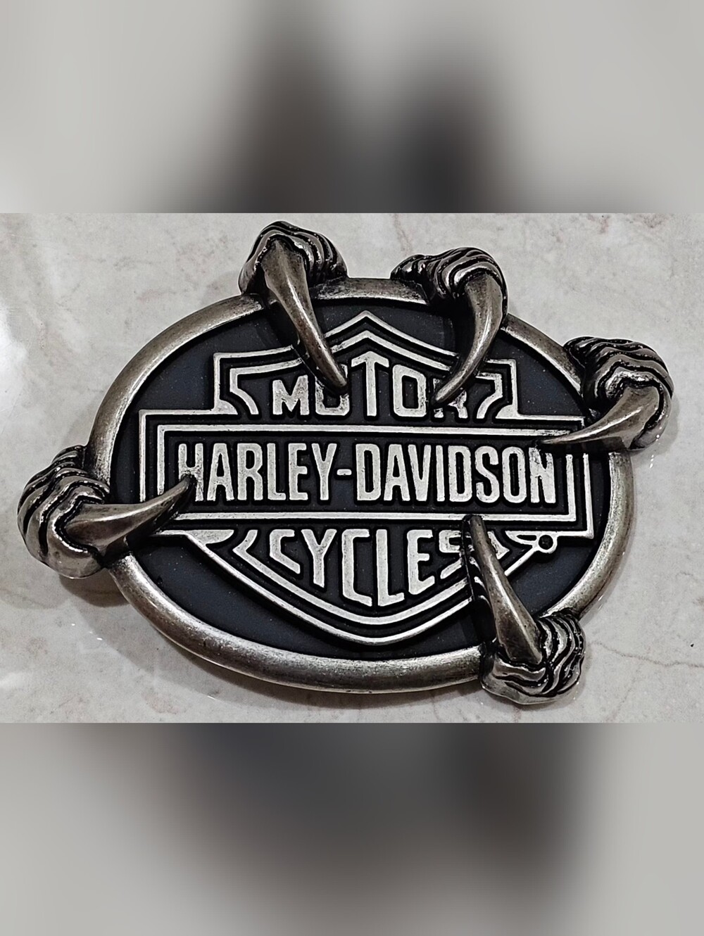 Harley-Davidson Black and Silver Clawed Belt Buckle